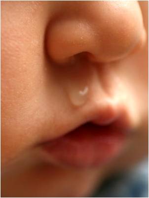 Baby's runny nose.