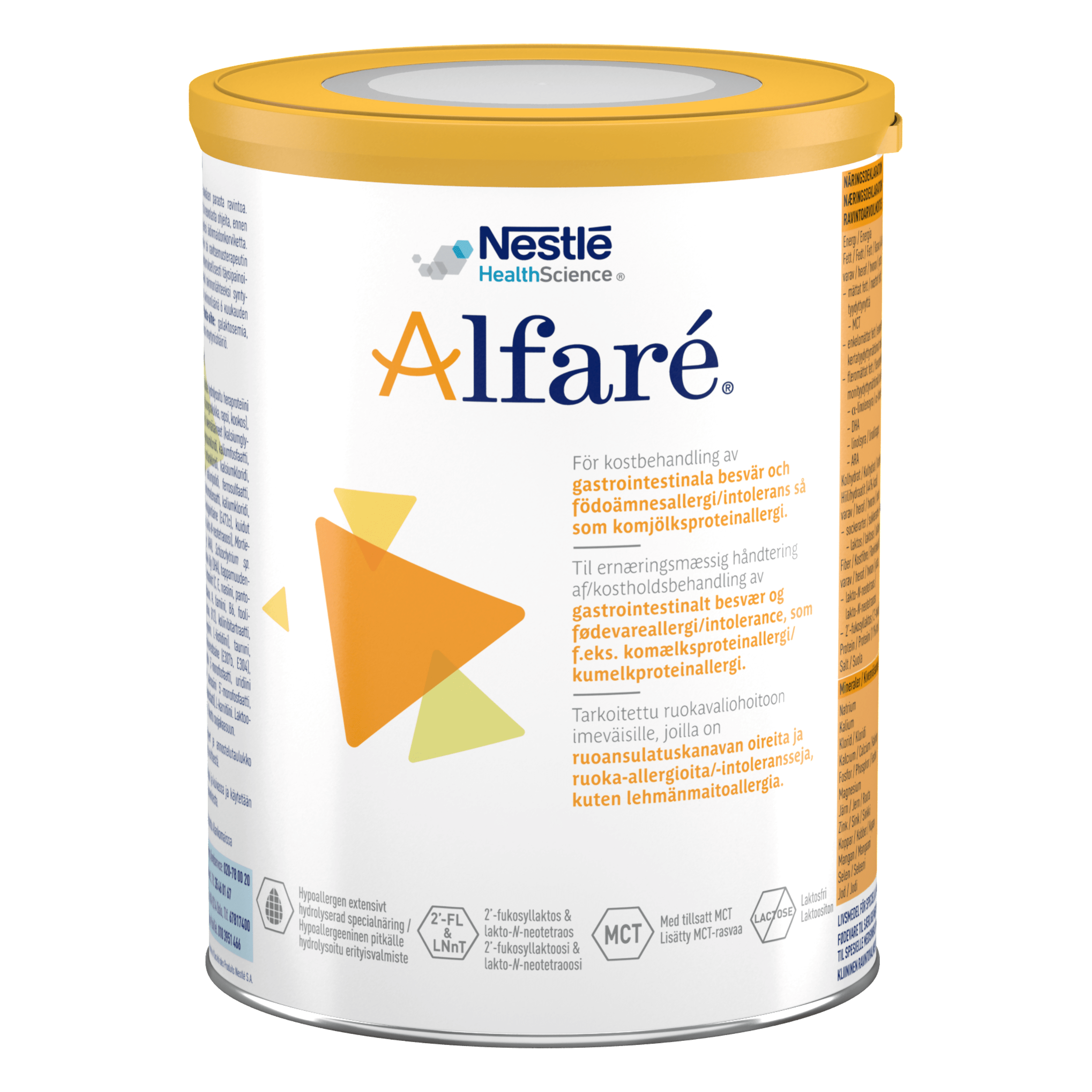 A can of Alfaré HMO formula for children with gastrointestinal disorder