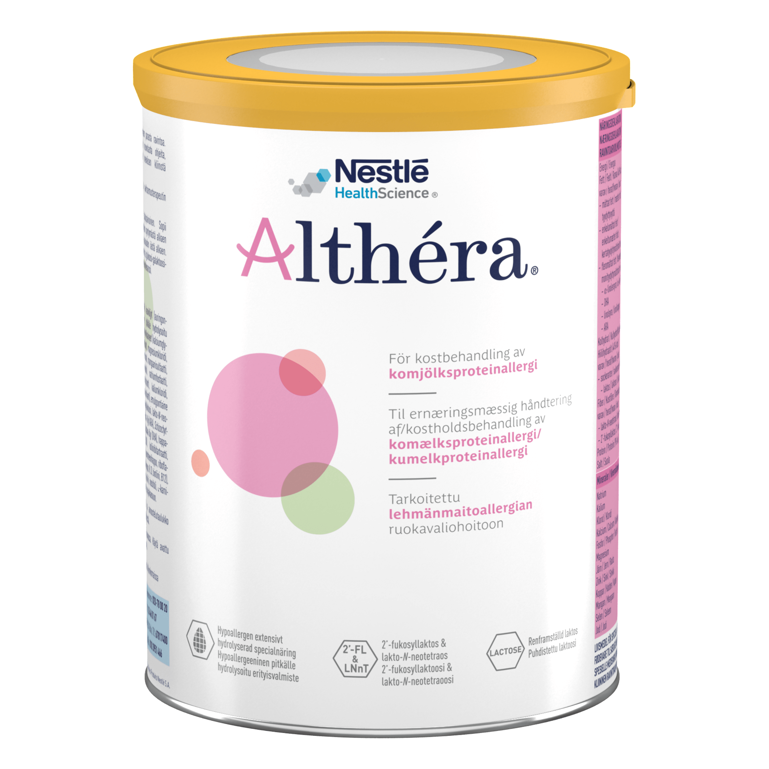 A can of Althéra HMO formula for children with cow’s milk protein allergy, developed by Nestlé Health Science.