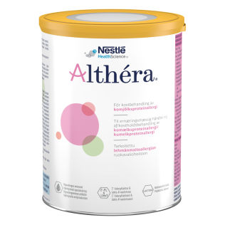 A can of Althéra HMO formula for children with cow’s milk protein allergy, developed by Nestlé Health Science.
