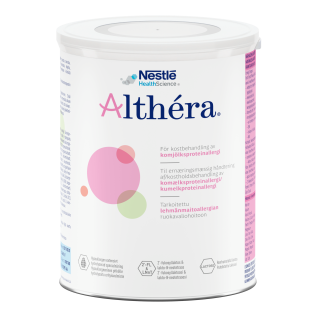 A can of Althéra HMO formula for children with cow’s milk protein allergy, developed by Nestlé Health Science.